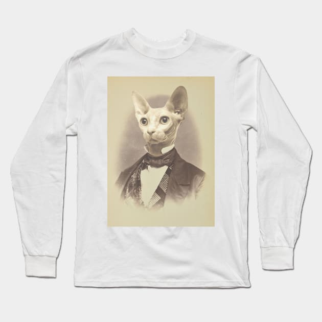 Gentleman Sphynx Cat - Pet Gift Long Sleeve T-Shirt by luigitarini